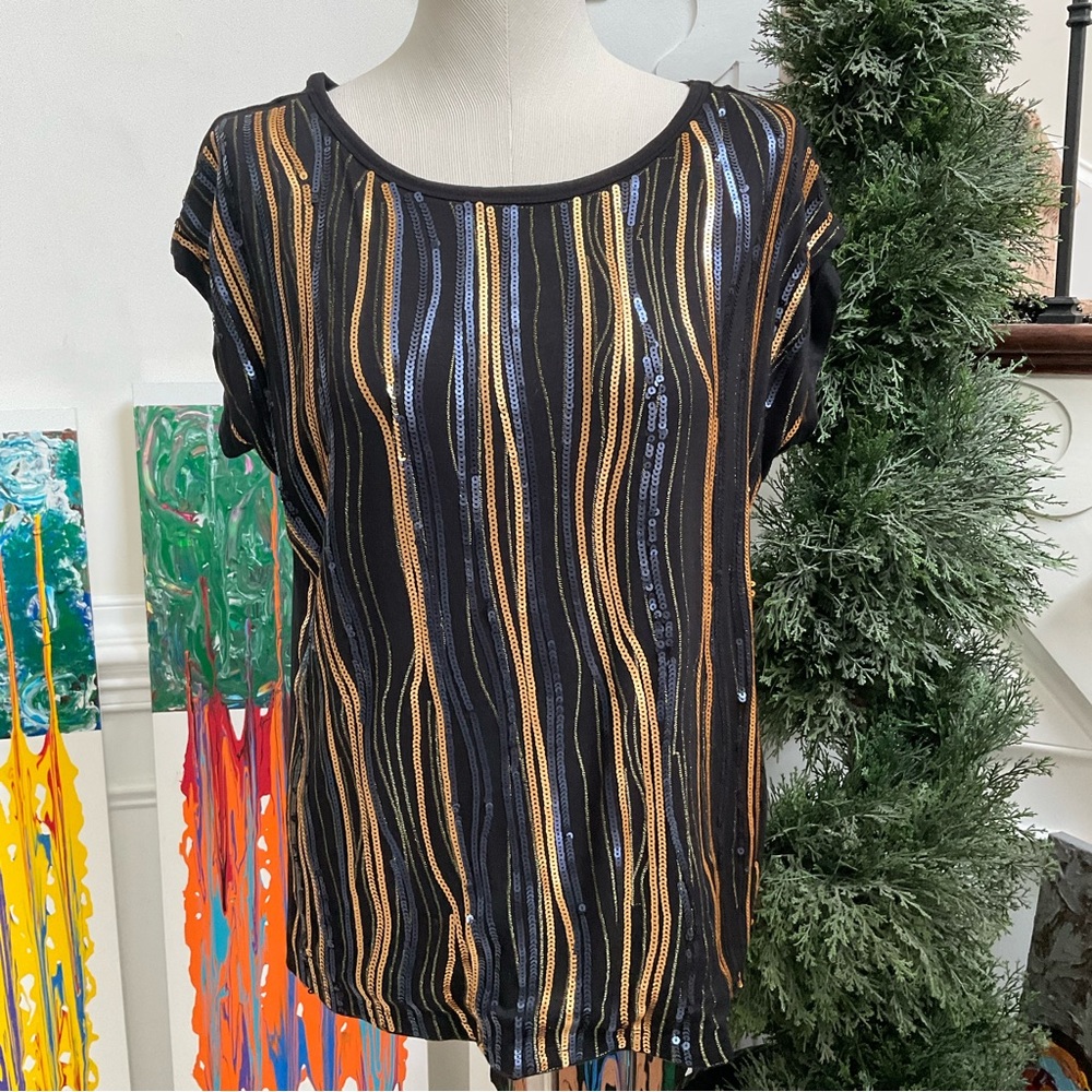 FDJ Black Sequin Blouse